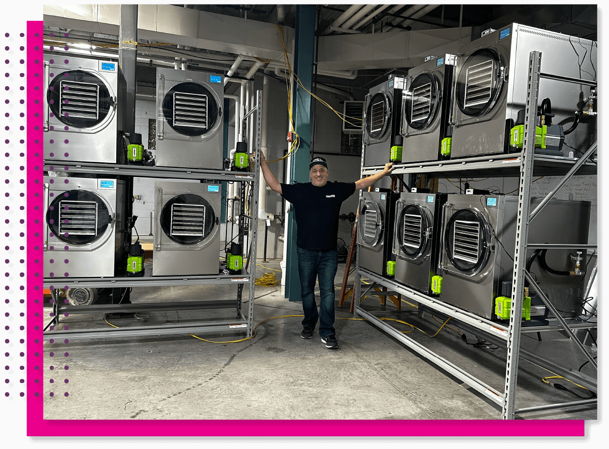 A 10x Crop-to-Cure® Harvest Right Large Scientific installation capable of drying 20+ lbs per day